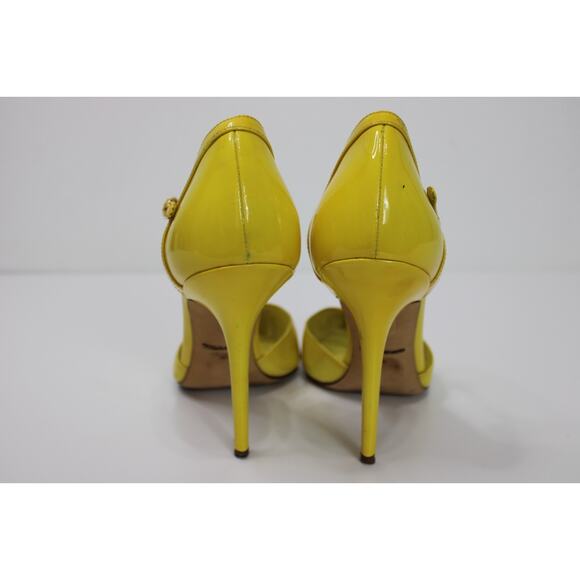 Dolce & Gabbana Heels Pumps Women's Size 40 Yellow T-Strap Patent Leather - Picture 12 of 15